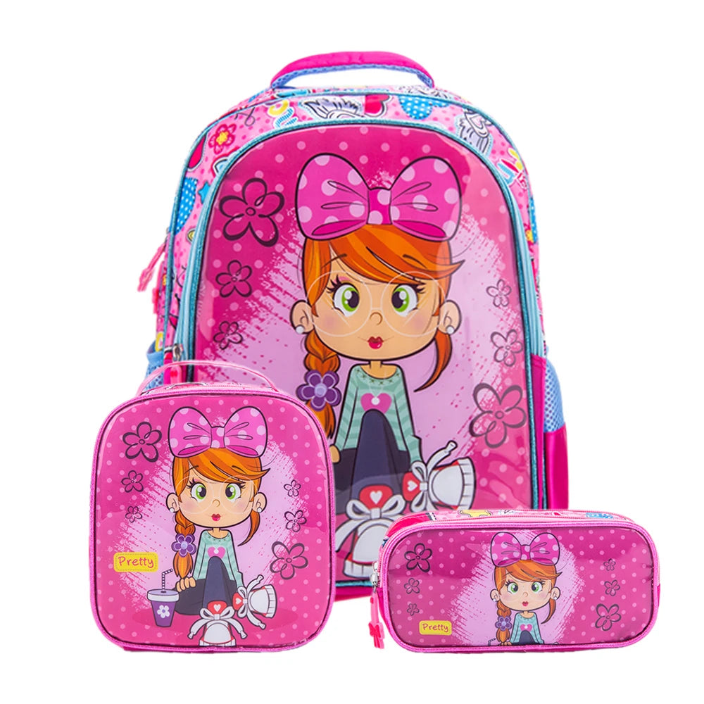 Mochila escolar Bolsa resistente à prova 'água com lancheira e estojo Kit 2025