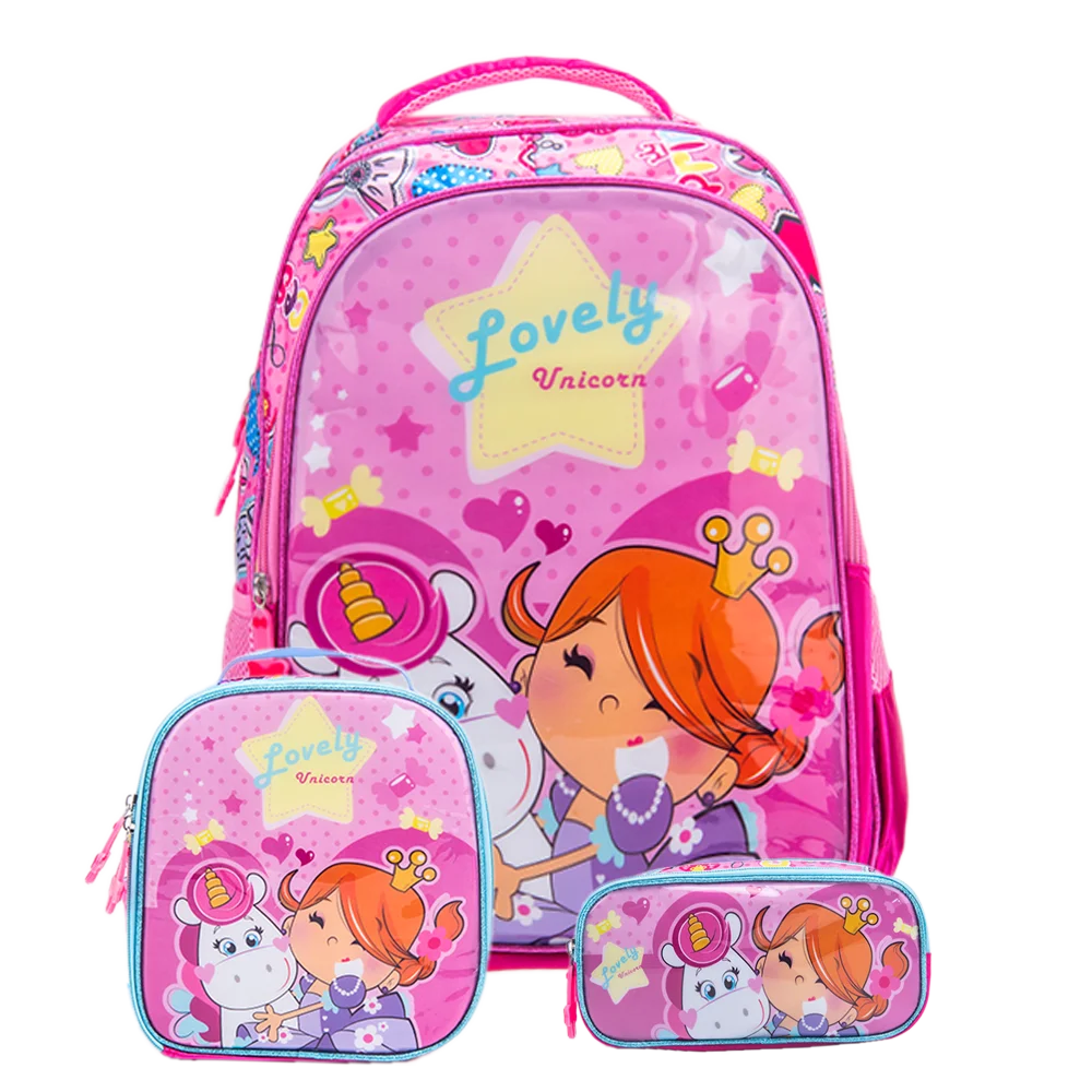 Mochila escolar Bolsa resistente à prova 'água com lancheira e estojo Kit 2025