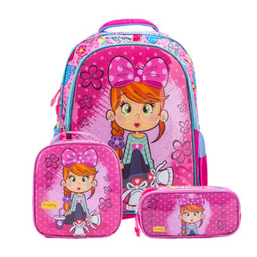 Mochila escolar Bolsa resistente à prova 'água com lancheira e estojo Kit 2025