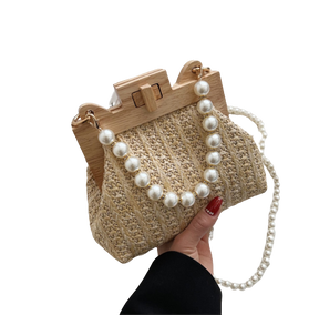 Bolsa De Palha Artesanal Com Pérolas