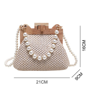Bolsa De Palha Artesanal Com Pérolas