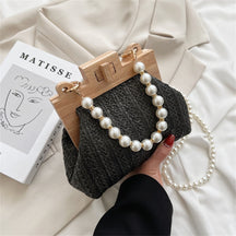 Bolsa De Palha Artesanal Com Pérolas